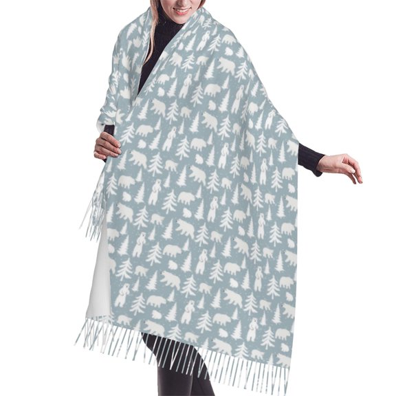Shawl Wraps for Women - Polar Bears And Snowy Winter Oversized Fall Winter Fashion Blanket Scarf for Women