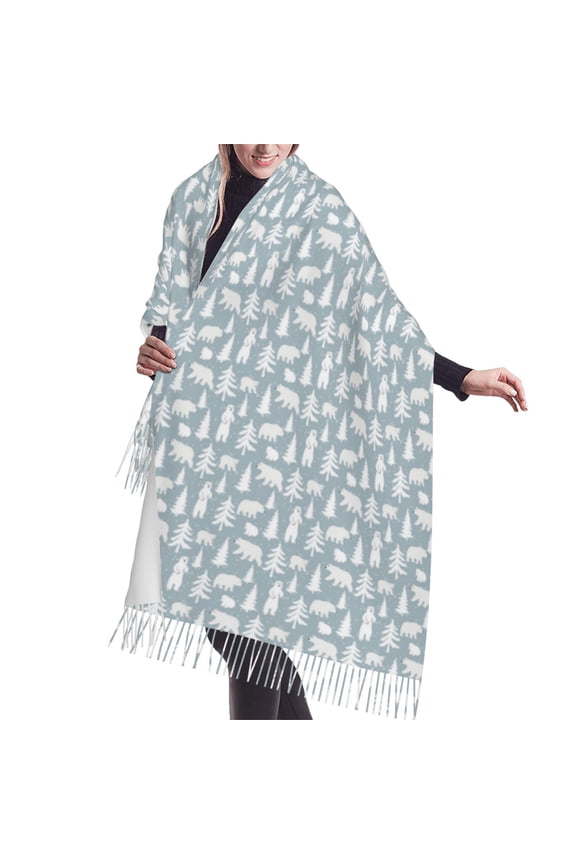 Shawl Wraps for Women - Polar Bears And Snowy Winter Oversized Fall Winter Fashion Blanket Scarf for Women