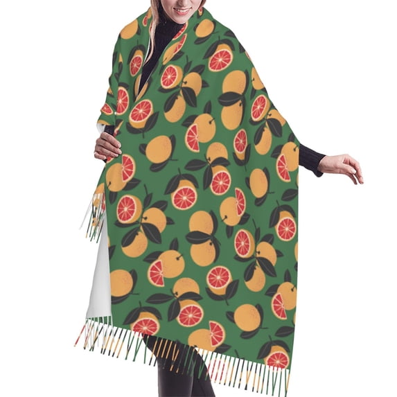 Shawl Wraps for Women - Red Orange Oversized Fall Winter Fashion Blanket Scarf for Women