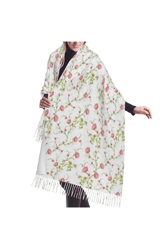 Shawl Wraps for Women - Roses Flowers Oversized Fall Winter Fashion Blanket Scarf for Women