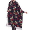 thumbnail image 1 of Shawl Wraps for Women - Roses Skulls Oversized Fall Winter Fashion Blanket Scarf for Women, 1 of 6
