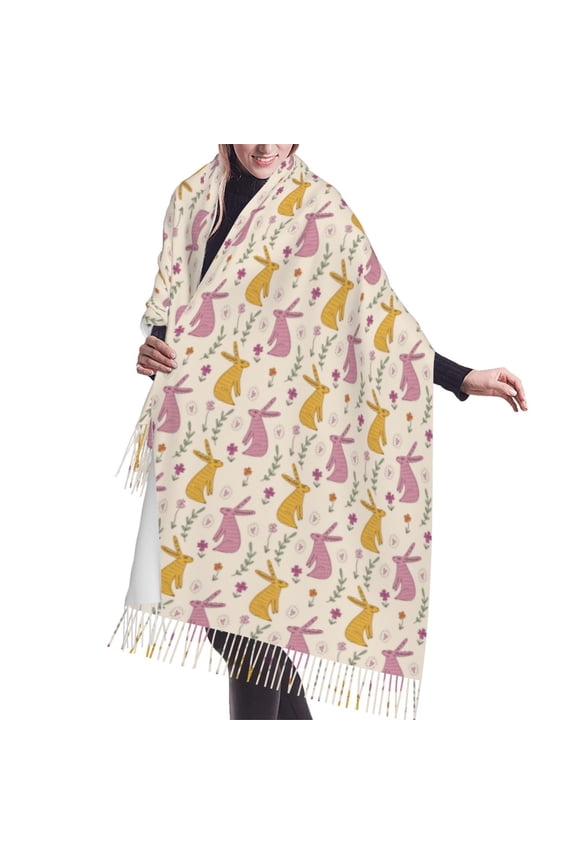 Shawl Wraps for Women - Sassy Funny Rabbit Flower Oversized Fall Winter Fashion Blanket Scarf for Women