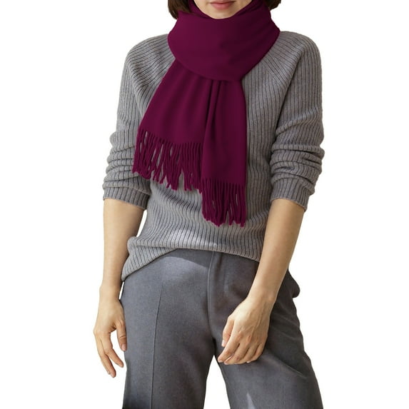 Shawl Wraps for Women Scarves Autumn And Winter With A Versatile Like Feel Tassels Style Warm Suitable As Neck Warmer Dark Purple Scarf