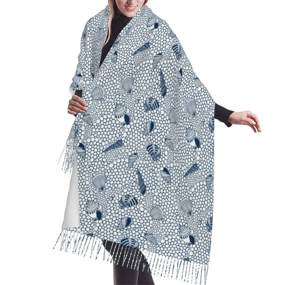 Shawl Wraps for Women - Shells And Sand Oversized Fall Winter Fashion Blanket Scarf for Women