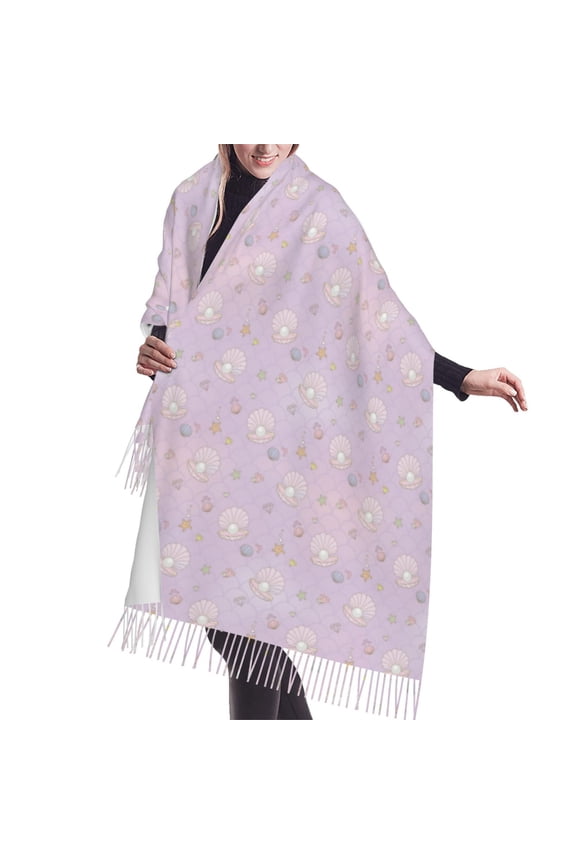 Shawl Wraps for Women - Shells Pearl Oversized Fall Winter Fashion Blanket Scarf for Women