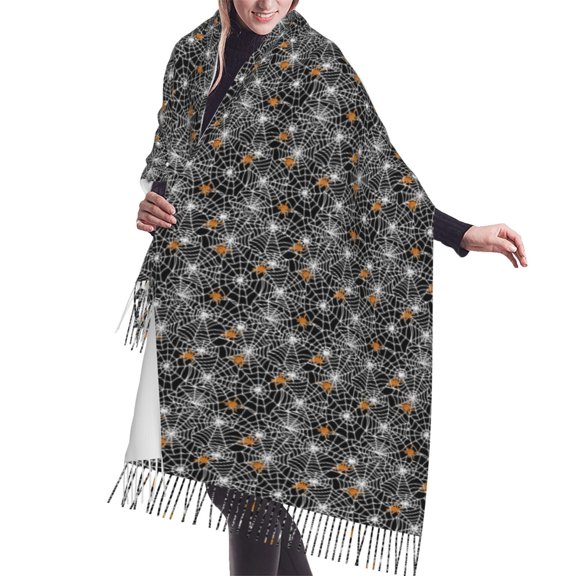 Shawl Wraps for Women - Spider Cobweb Oversized Fall Winter Fashion Blanket Scarf for Women
