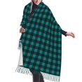 thumbnail image 1 of Shawl Wraps for Women - Teal On Black Plaid Oversized Fall Winter Fashion Blanket Scarf for Women, 1 of 6
