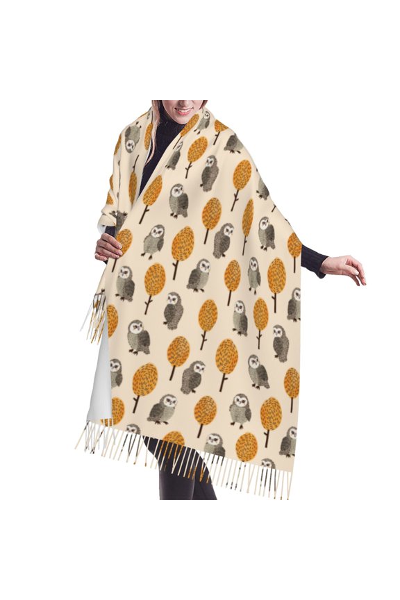 Shawl Wraps for Women - Tree Owl Prints Oversized Fall Winter Fashion Blanket Scarf for Women