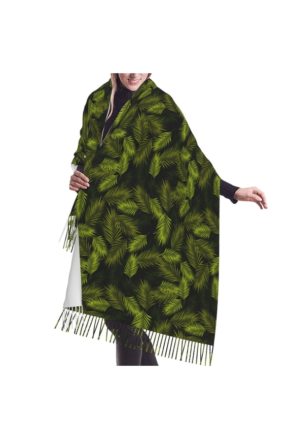 Shawl Wraps for Women - Tropical Palm Leaves Fern Leaf Oversized Fall Winter Fashion Blanket Scarf for Women