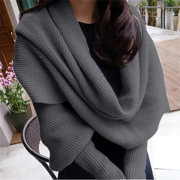 Shawl Wraps for Women Utrum Knitted Cable Wrap for Women Cropped Sweater Sweater Knitted Scarf with Sleeves Knitted Wrap Shawl Clearance