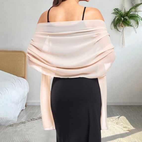 Shawl Wraps for Women Wedding Evening Gown Shawl Women's Chiffon Shawl Wedding Shawl Formal Gown Shawl Bride Bridesmaid Shawl Soft Scarf Beige