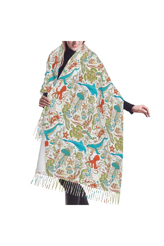 Shawl Wraps for Women - Wild Sea Animal Oversized Fall Winter Fashion Blanket Scarf for Women
