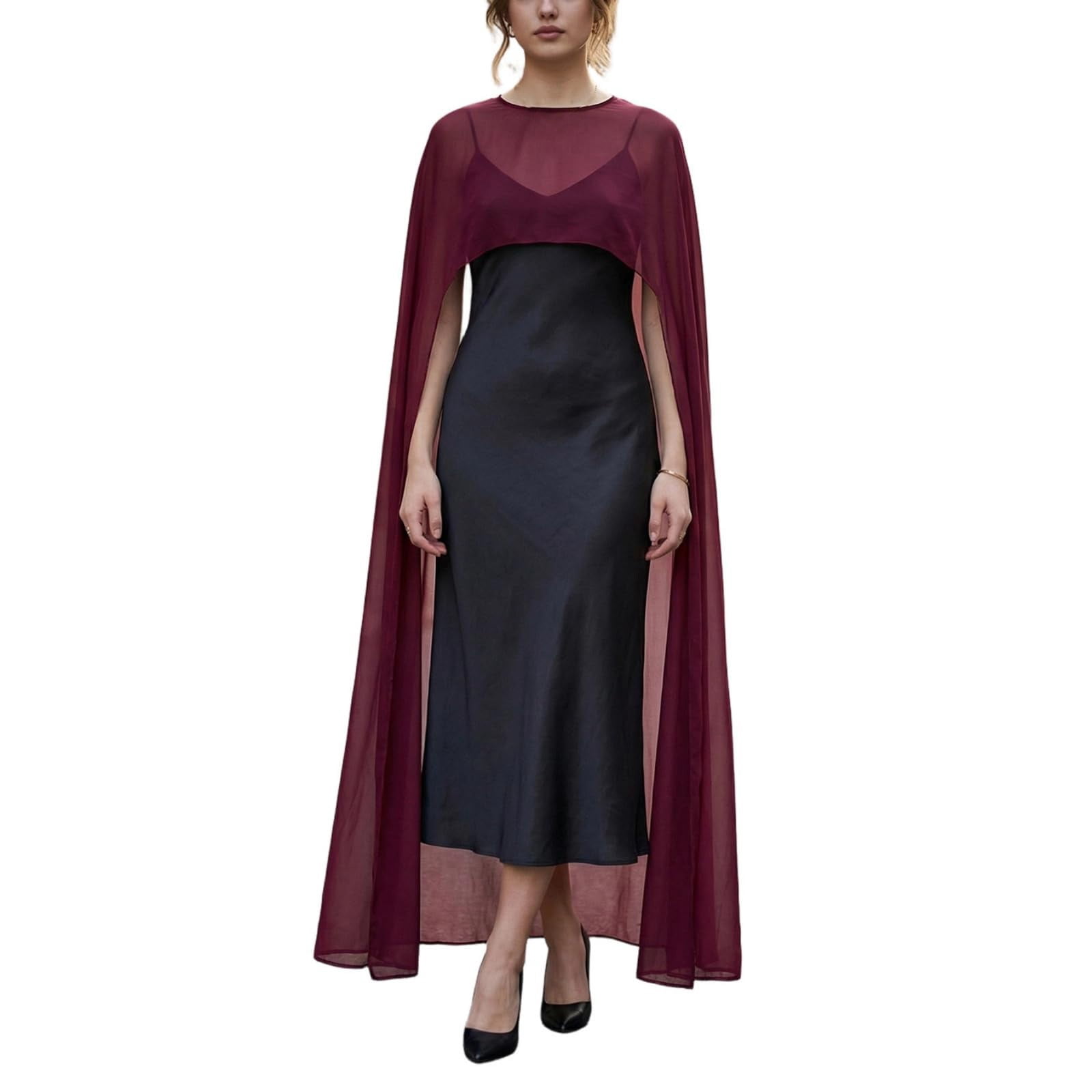 burgundy cover up for dress Shawl Wraps Women Women Chiffon Cape Mesh Poncho Top Capelets For Evening Wedding Womens Wraps and Shawls offering a relaxed fit