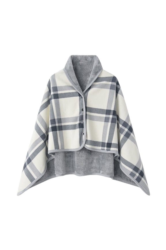 Shawl Wraps for Women Women's Winter Coral Fleece Double Layer Multifunctional Outdoor Cold Proof And Warm Plaid Blanket Home Shawl Grey