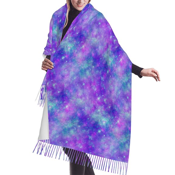 Shawl Wraps for Women - aesthetic galaxy sky blue purple Oversized Fall Winter Fashion Blanket Scarf for Women