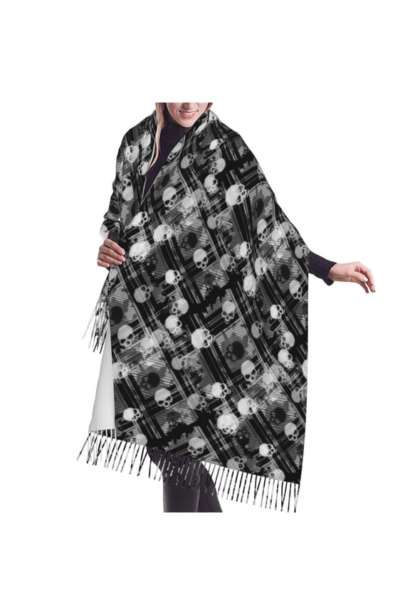Shawl Wraps for Women - black and white Skulls Oversized Fall Winter Fashion Blanket Scarf for Women