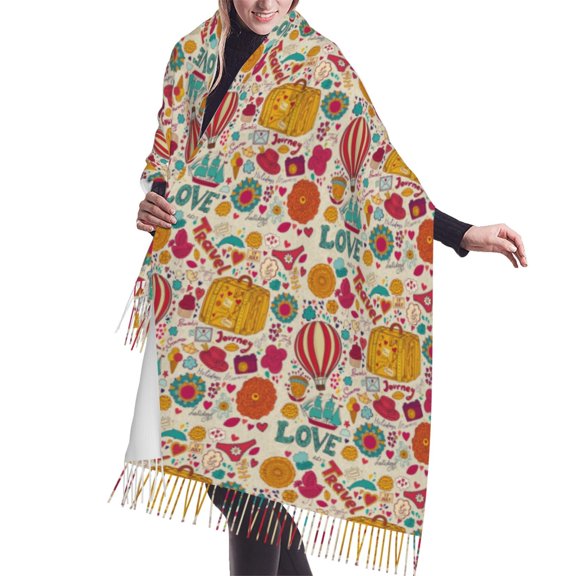 Shawl Wraps for Women - cartoon hot air balloon Oversized Fall Winter Fashion Blanket Scarf for Women