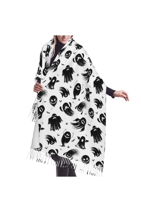 Shawl Wraps for Women - funny ghost Patterns halloween Oversized Fall Winter Fashion Blanket Scarf for Women