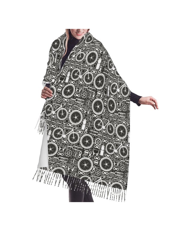 Shawl Wraps for Women - gear Bike Pattern Oversized Fall Winter Fashion Blanket Scarf for Women