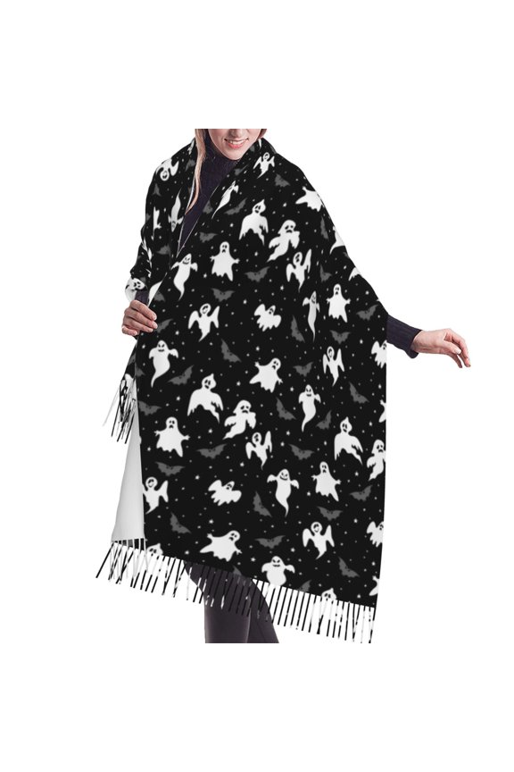 Shawl Wraps for Women - ghost halloween bat Oversized Fall Winter Fashion Blanket Scarf for Women