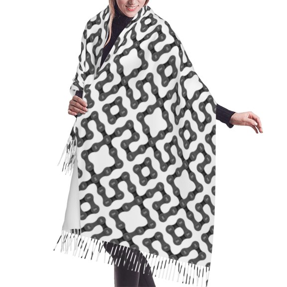 Shawl Wraps for Women - grey Bike chains Pattern Oversized Fall Winter Fashion Blanket Scarf for Women