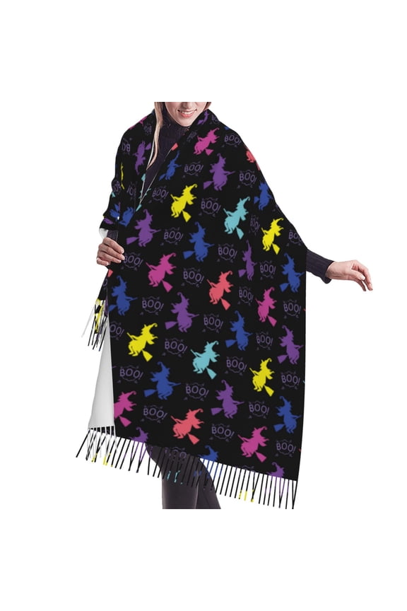 Shawl Wraps for Women - halloween boo witch colorful Oversized Fall Winter Fashion Blanket Scarf for Women