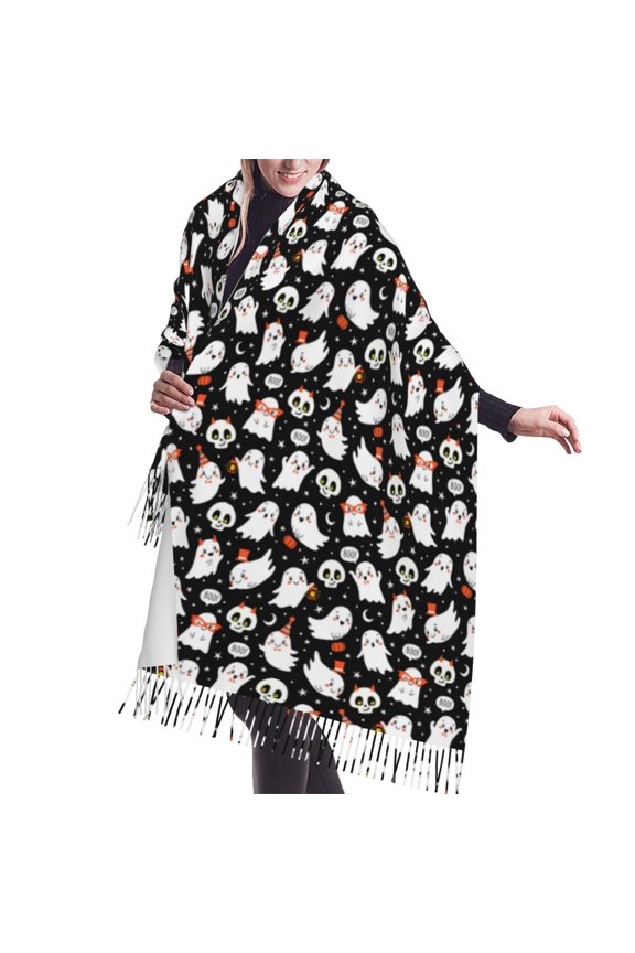 Shawl Wraps for Women - halloween white ghost Oversized Fall Winter Fashion Blanket Scarf for Women