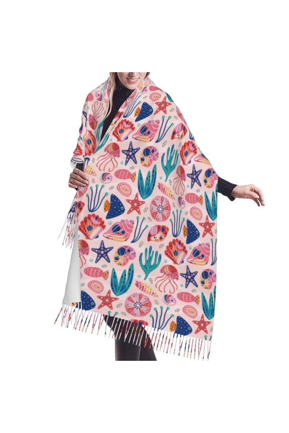 Shawl Wraps for Women - pink shell Oversized Fall Winter Fashion Blanket Scarf for Women