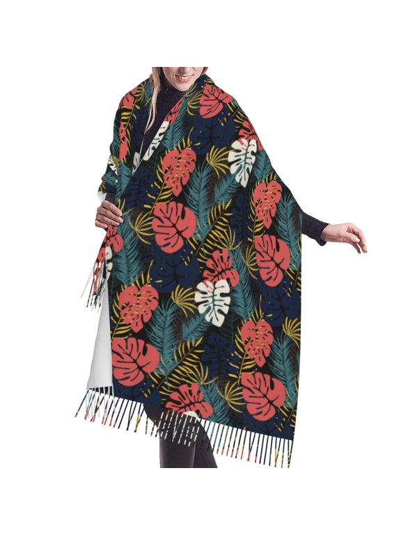 Shawl Wraps for Women - red Banana leaves Oversized Fall Winter Fashion Blanket Scarf for Women