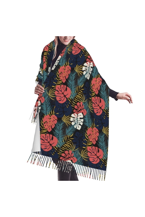 Shawl Wraps for Women - red Banana leaves Oversized Fall Winter Fashion Blanket Scarf for Women