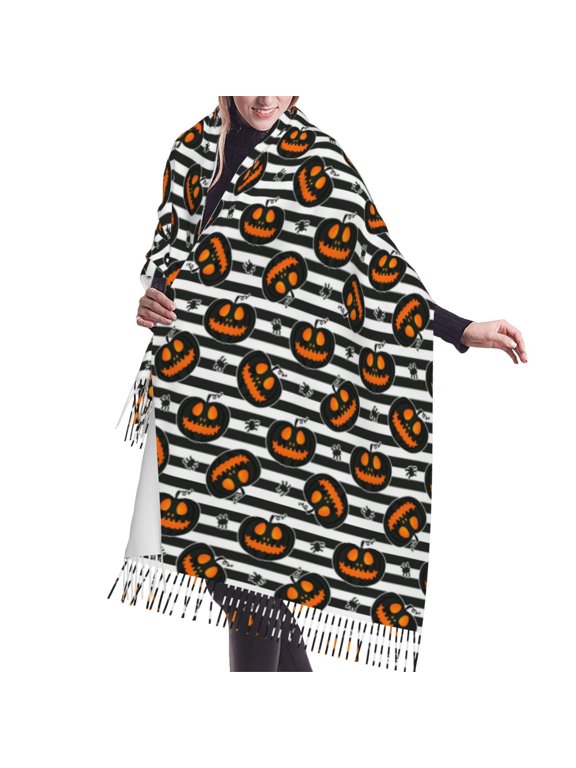 Shawl Wraps for Women - spiders pumpkins halloween Oversized Fall Winter Fashion Blanket Scarf for Women