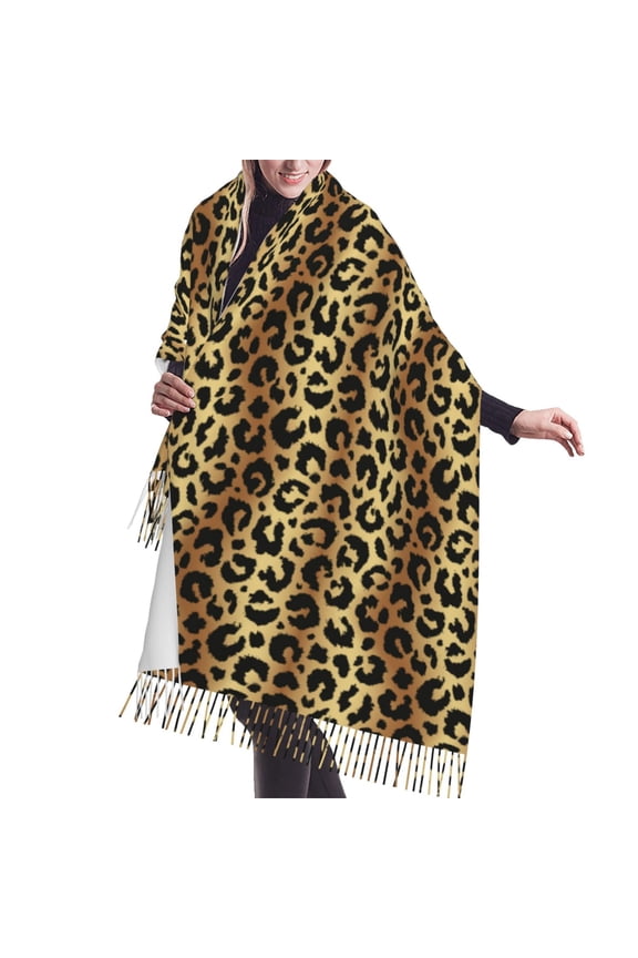 Shawl Wraps for Women - stylish Leopard golden print Oversized Fall Winter Fashion Blanket Scarf for Women