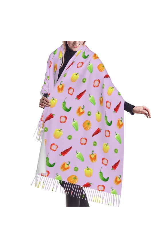 Shawl Wraps for Women - vegetable Bell Pepper Pattern Oversized Fall Winter Fashion Blanket Scarf for Women