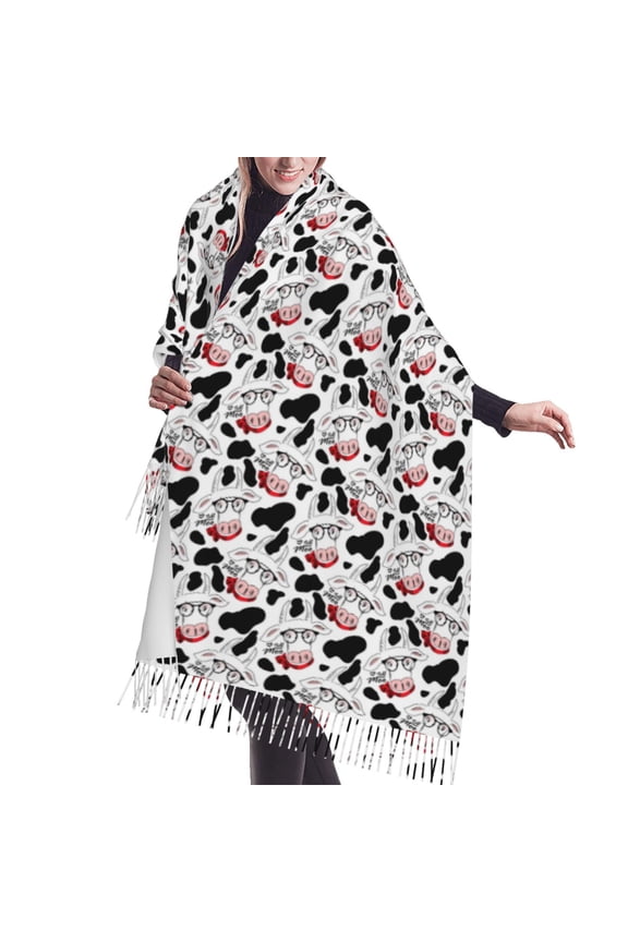 Shawl Wraps for Women - white cow glasses moo funny Oversized Fall Winter Fashion Blanket Scarf for Women