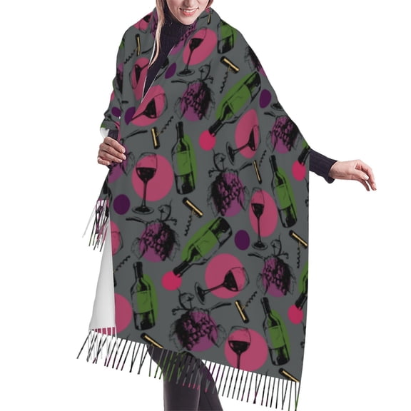 Shawl Wraps for Women - wine bottle glass Oversized Fall Winter Fashion Blanket Scarf for Women