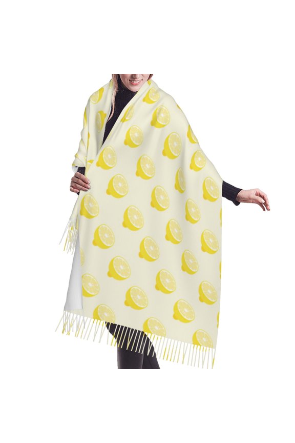 Shawl Wraps for Women - yellow Lemon slices Oversized Fall Winter Fashion Blanket Scarf for Women