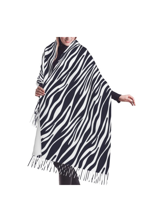 Shawl Wraps for Women - zebra print black white print Oversized Fall Winter Fashion Blanket Scarf for Women