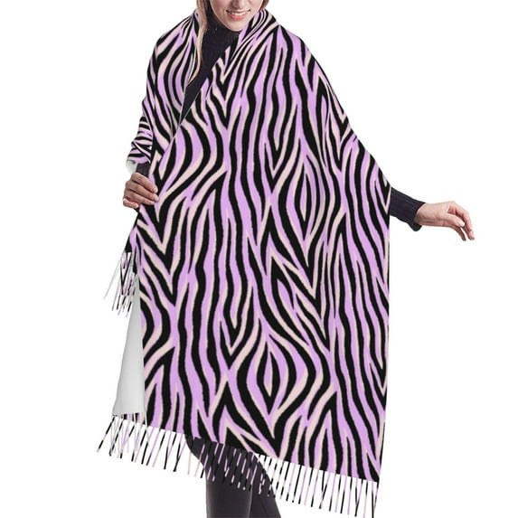 Shawl Wraps for Women - zebra print purple Oversized Fall Winter Fashion Blanket Scarf for Women