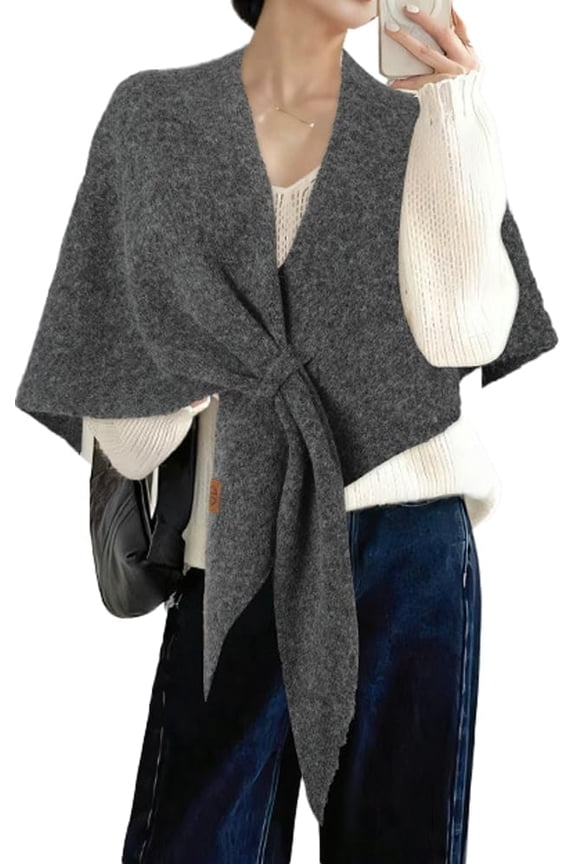 Shawl and Wrap for Women Woolen Large Triangle Scarf Warm Soft Knitted Elegant Shawls Cape for Fall Winter Retro Chic