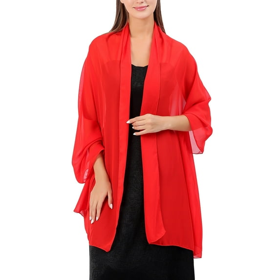 Clearance! Baberdicy Women Stole Shawl Silk Scarf Wrap Pashmina for Wedding Evening Party Ceremonies Red