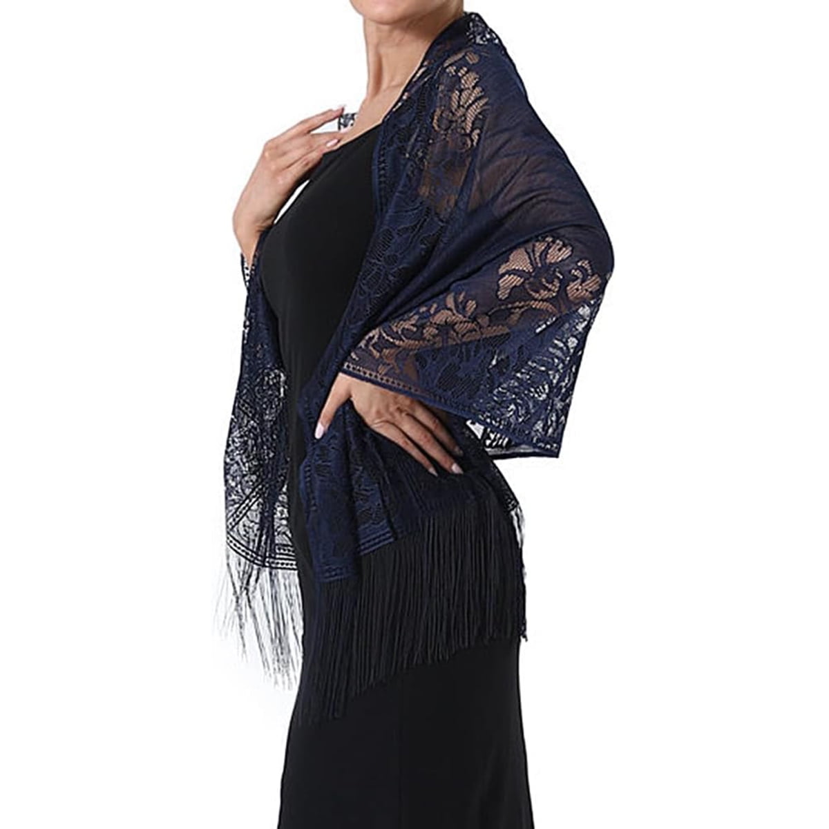 Navy blue shawl wrap for wedding 2025