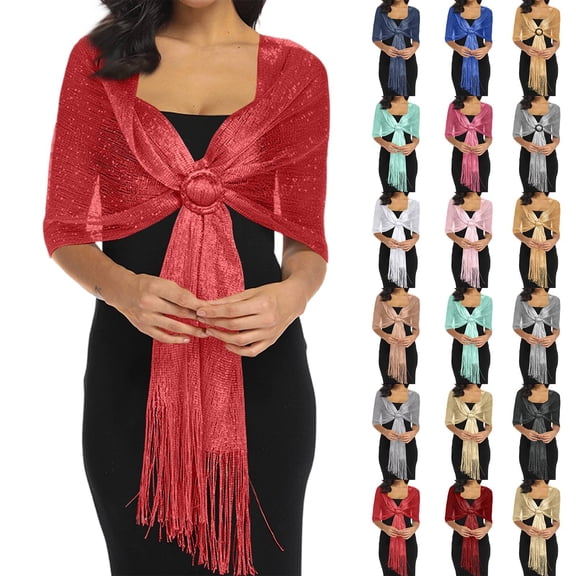 Shawls and Wraps for Evening Dresses Shawl Wraps for Women with Buckle for Evening Party Dresses Wedding Party Red One Size