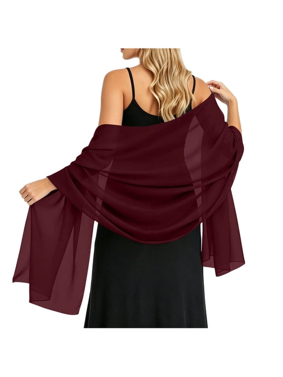 Shawls and Wraps for Evening Dresses Sheer Chiffon for Women Elegant Soft Silky Wraps Wedding Bridal Scarf Purple Free Size