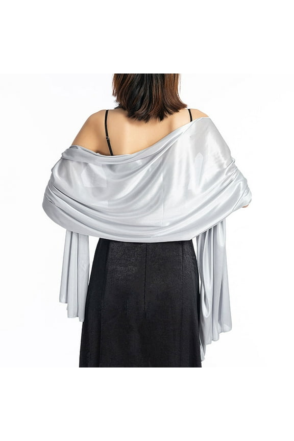 Shawls and Wraps for Evening Dresses, Soft Shawls for Women, Wedding Giving Shawl Gift, 200*70 cm - Light Silver