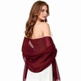 thumbnail image 1 of Shawls and Wraps for Evening Dresses, Women Elegant Soft Silky Wraps Sheer Chiffon Wedding Bridal Scarf, Wine Red, 1 of 7