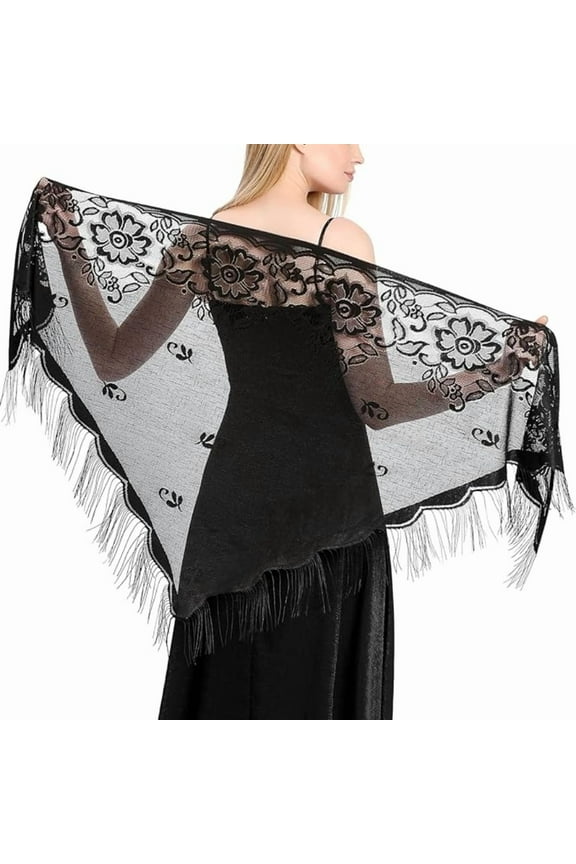 Shawls and Wraps for Evening Dresses with Tassels for Evening Party Mesh Wedding Shawls for Women for Evening Parties Wedding Shawls, Black