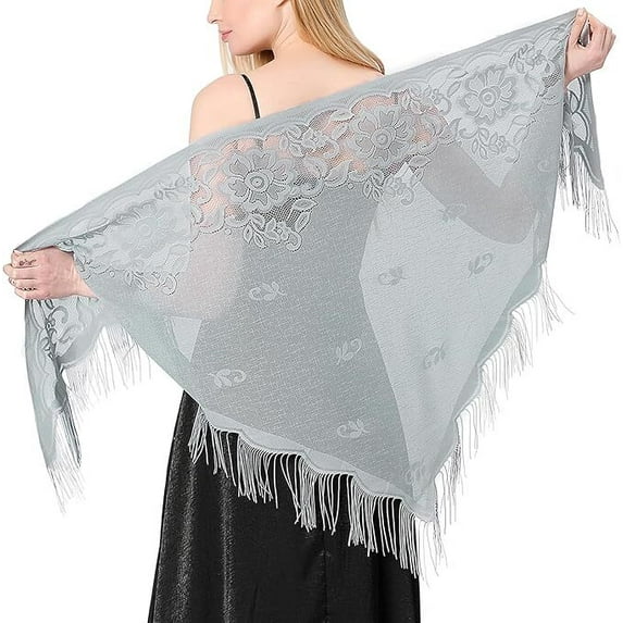 Shawls and Wraps for Evening Dresses with Tassels for Evening Party Mesh Wedding Shawls for Women for Evening Parties Wedding Shawls, Gray