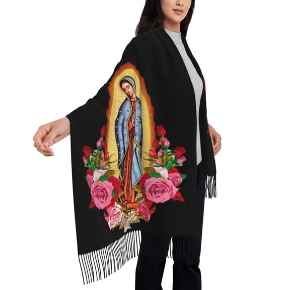 Shawls and Wraps for Women Virgen De Guadalupe Catholic Floral Gifts Soft Large Warm Blanket Scarf for Evening Dresses