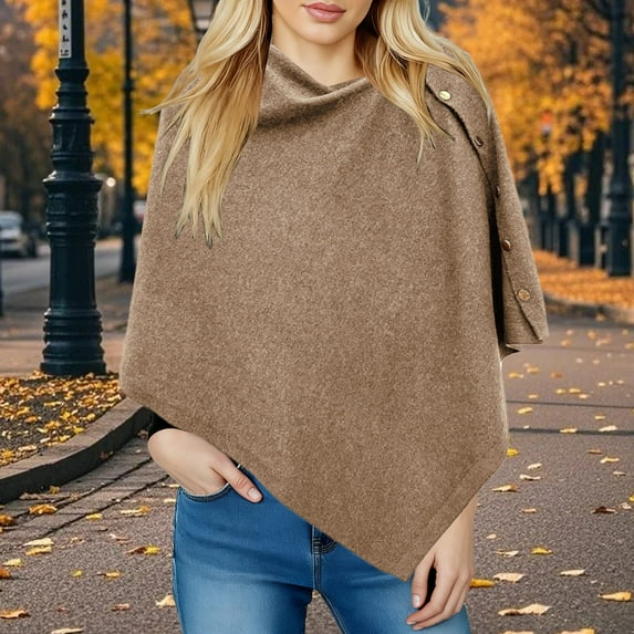 Shawls for Women Button Maxi Cape Shawl for Women Women Knitted Shawl Wraps Cardigan Cape Wool Shoulder Tops Shawls Scarf Women's Solid Color Shawl
