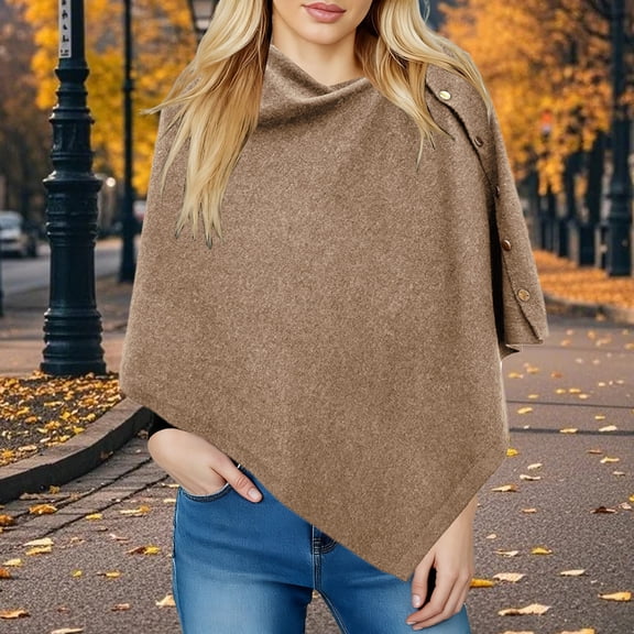 Shawls for Women Button Maxi Cape Shawl for Women Women Knitted Shawl Wraps Cardigan Cape Wool Shoulder Tops Shawls Scarf Women's Solid Color Shawl